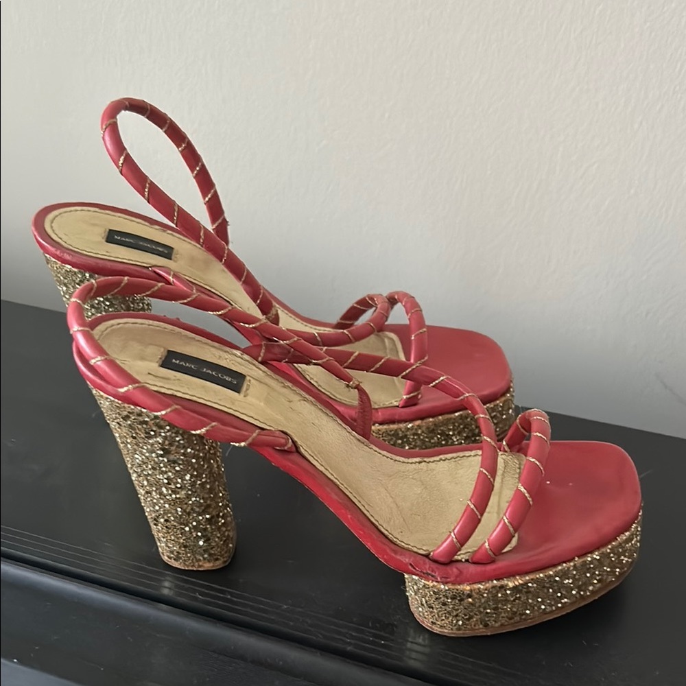 Marc Jacobs Pink and Gold Platform Sandals